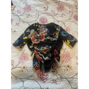 (Sold)desigual mesh cropped multi color top